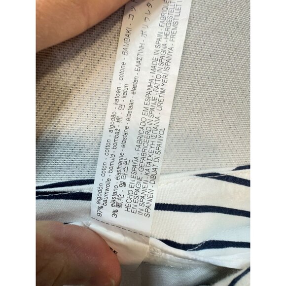 Zara Basic Womens Dressy Shorts Size L Blue White  Striped High-Waist Travel - Picture 5 of 10